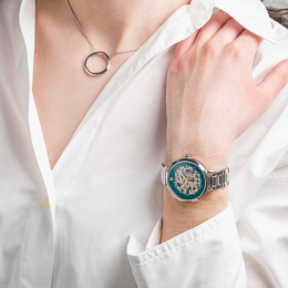 Montre Femme Pierre Lannier Automatic.  Acier Argenté & Cadran Vert