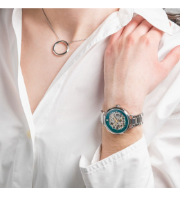 Montre Femme Pierre Lannier Automatic.  Acier Argenté & Cadran Vert