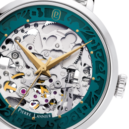 Montre Femme Pierre Lannier Automatic.  Acier Argenté & Cadran Vert