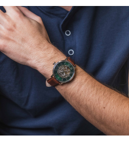 Montre Homme Pierre Lannier Automatic 323D174 – Squelette Vert & Cuir