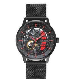 Montre homme Pierre Lannier, PADDOCK (rouge), Automatique, acier PVD noir, 345A459