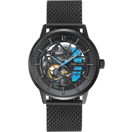 Montre homme Pierre Lannier, PADDOCK (bleue), Automatique, acier PVD noir, 345A469