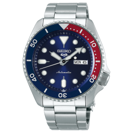 Montre Homme SEIKO 5 Pepsi - Automatique 3 aiguilles, jour et date acier, SRPD53K1