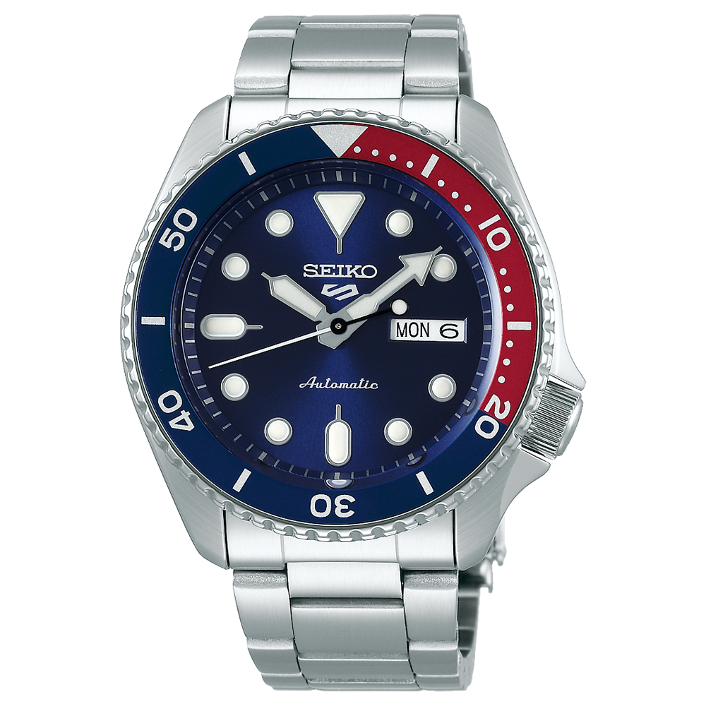 Montre Homme SEIKO 5 Pepsi - Automatique 3 aiguilles, jour et date acier, SRPD53K1