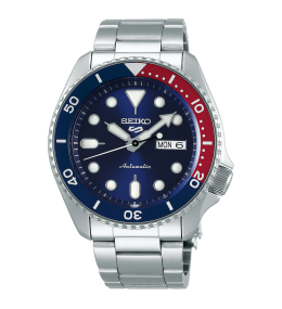 Montre Homme SEIKO 5 Pepsi - Automatique 3 aiguilles, jour et date acier, SRPD53K1