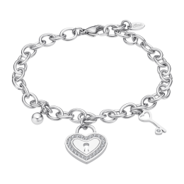 Bracelet Lotus LS2188-2/1 – Cœur et clé en acier et cristaux