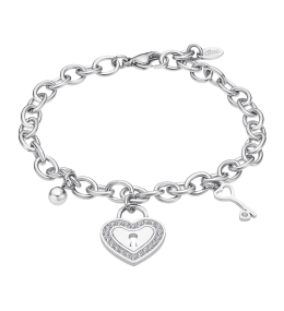 Bracelet Lotus LS2188-2/1 – Cœur et clé en acier et cristaux