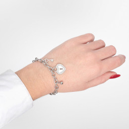 Bracelet Lotus LS2188-2/1 – Cœur et clé en acier et cristaux