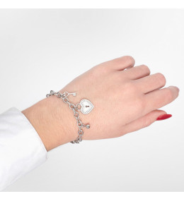 Bracelet Lotus LS2188-2/1 – Cœur et clé en acier et cristaux