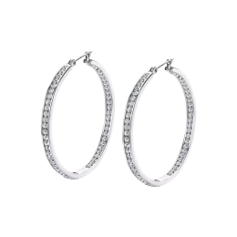 Boucles d’oreilles Lotus LS2356-4/1 – Créoles acier et cristaux