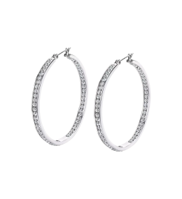 Boucles d’oreilles Lotus LS2356-4/1 – Créoles acier et cristaux
