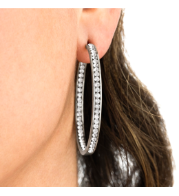 Boucles d’oreilles Lotus LS2356-4/1 – Créoles acier et cristaux