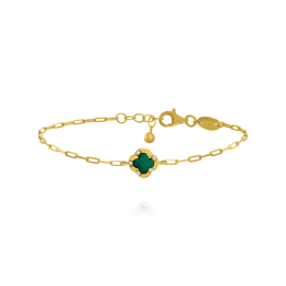 Bracelet Charles Garnier en argent doré et malachite