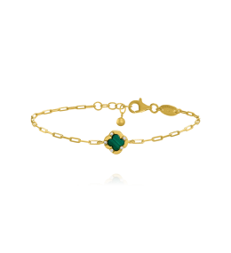 Bracelet Charles Garnier en argent doré et malachite