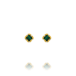Boucles d’oreilles Charles Garnier. Doré et malachite