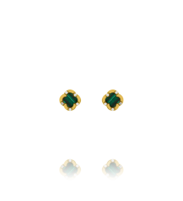 Boucles d’oreilles Charles Garnier. Doré et malachite