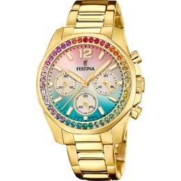 Montre Festina boyfriend 20609/5 Femme dorée cadran multicolore