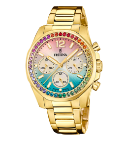 Montre Festina boyfriend 20609/5 Femme dorée cadran multicolore