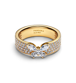 Bague Pandora Papillon en métal doré or jaune avec oxydes de zirconium