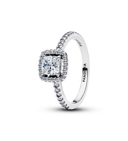 Bague Pandora, halo et oxydes de zirconium, en argent 925/1000, 193555C02