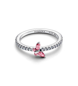 Bague Pandora Papillon argent 925/1000 et cristaux roses