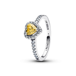 Bague Pandora, Coeur jaune surélevé, argent 925/1000, 198421C06