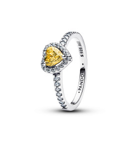 Bague Pandora, Coeur jaune surélevé, argent 925/1000, 198421C06