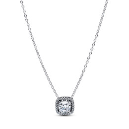 Collier Pandora halo carré scintillant en argent 925/1000 393560C02-45