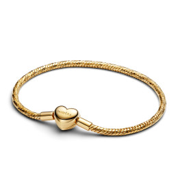 Bracelet Pandora Moments, mailles torsadées fermoir coeur en métal doré or jaune 585/1000, 564236C00