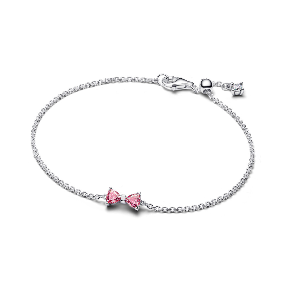 Bracelet Pandora noeud rose scintillant en argent 925/1000, 594234C01-16 Bracelet Pandora noeud rose scintillant en argent 925/1000, 594234C01-16