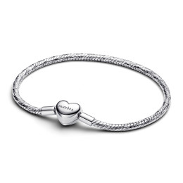 Bracelet Pandora Moments, mailles torsadées fermoir coeur en argent 925/1000, 594236C00