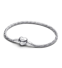 Bracelet Pandora Moments, mailles torsadées fermoir coeur en argent 925/1000, 594236C00
