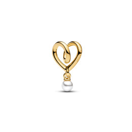Charm pendentif Pandora Moments, coeur enveloppé, en métal doré or jaune 585/1000, 764138C01