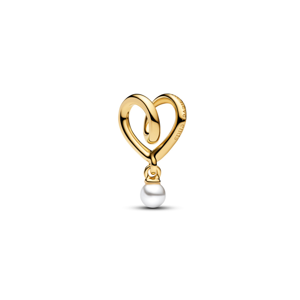 Charm pendentif Pandora Moments, coeur enveloppé, en métal doré or jaune 585/1000, 764138C01