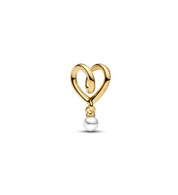 Charm pendentif Pandora Moments, coeur enveloppé, en métal doré or jaune 585/1000, 764138C01