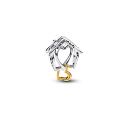 Charm Pandora Moments, avec toi à lamaison, en argent 925/1000 et métal doré or jaune 585/1000, 764145C00