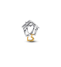 Charm Pandora Moments, avec toi à lamaison, en argent 925/1000 et métal doré or jaune 585/1000, 764145C00