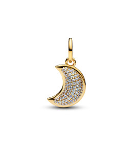 Charm Pandora Lune réversible or jaune et verre pierre de lune