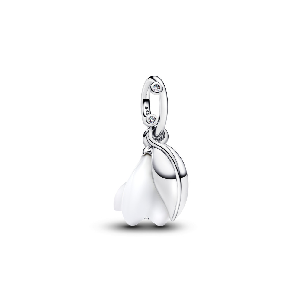 Charm pendentif Pandora perce-neige en verre de Murano, en argent 925/1000 794239C01 Charm pendentif Pandora perce-neige en verre de Murano, en argent 925/1000 794239C01