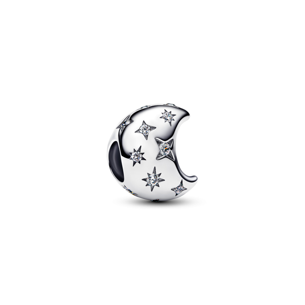 Charm Pandora Moments, lune scintillante en argent 925/1000/1000 794254C01 Charm Pandora Moments, lune scintillante en argent 925/1000/1000 794254C01