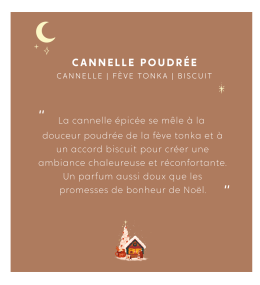Bougie Cannelle Poudrée 3 mèches. Cire végétale, France