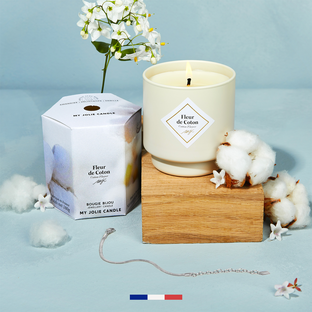 Bougie bijou My Jolie Candle Fleur de coton bracelet acier 320288