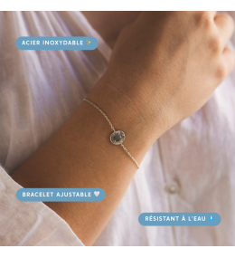 Bougie bijou Fleur de Coton avec bracelet acier blanc