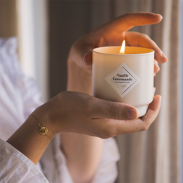 Bougie Bijou Vanille Gourmande. Bracelet Acier Blanc