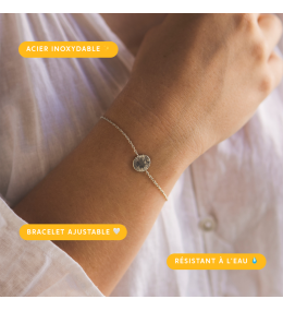 Bougie Bijou Vanille Gourmande. Bracelet Acier Blanc