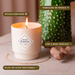 Bougie bijou Santal Bergamote avec bracelet doré