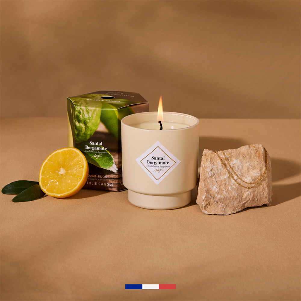 Bougie bijou My Jolie Candle santal & bergamote bracelet acier doré 320496