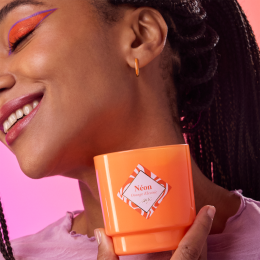 Bougie bijou Orange Electric, boucles acier dorées. My Jolie Candle