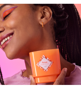 Bougie bijou Orange Electric, boucles acier dorées. My Jolie Candle