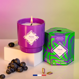 Bougie bijou My Jolie Candle ultra myrtille boucles d'oreilles acier dorées 320503